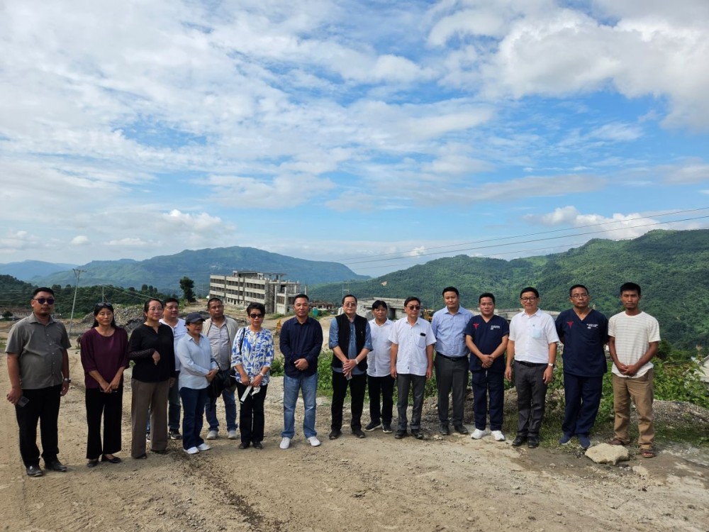 P Paiwang Konyak along with department officials, land owners and Mon Village Council at Mon Medical College on September 30.